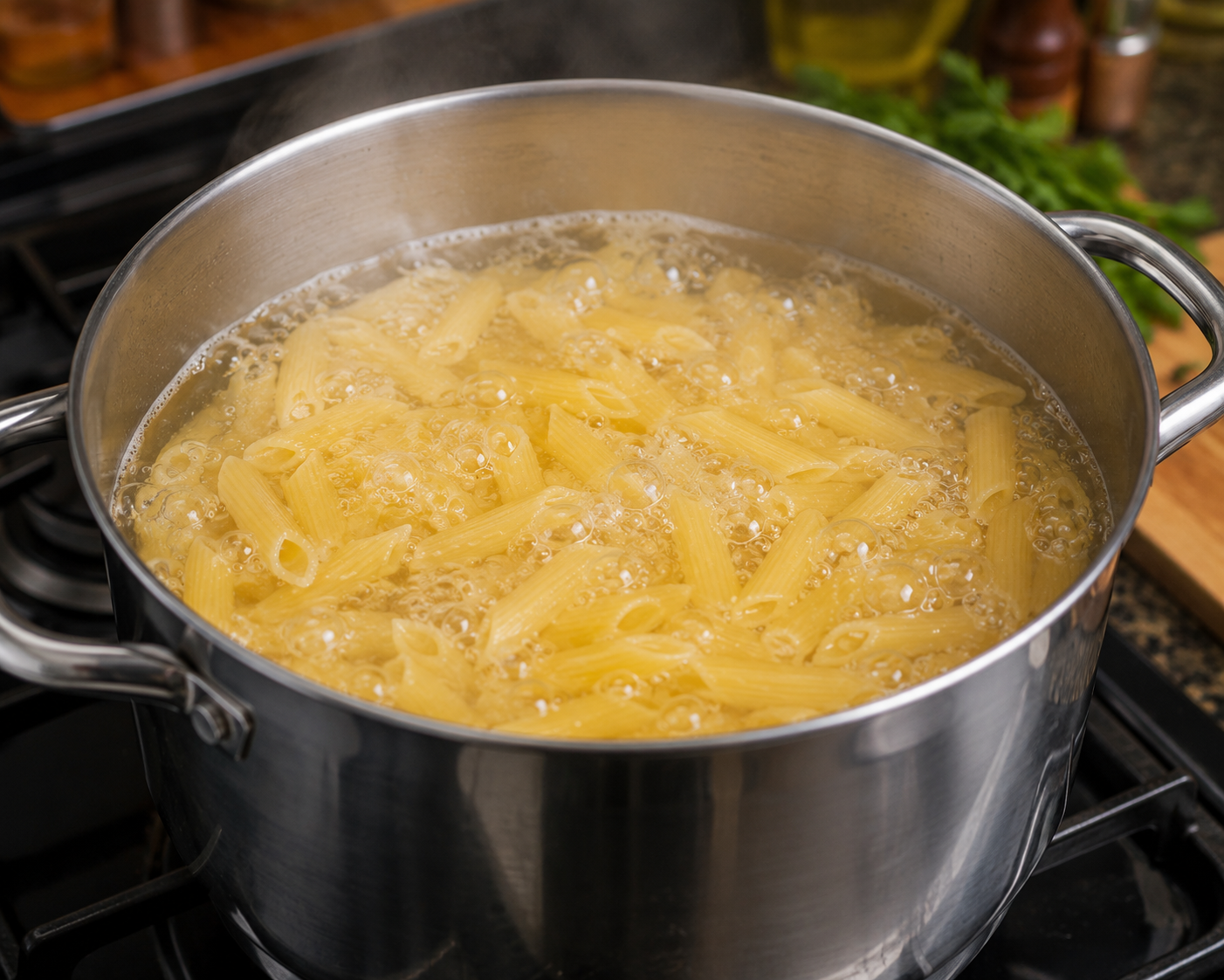 pasta boiling in large pot
